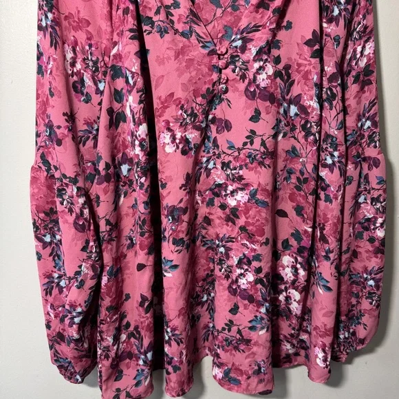 Torrid Georgette Floral Puff Sleeve Peasant Blouse 2X Pink - Picture 7 of 13